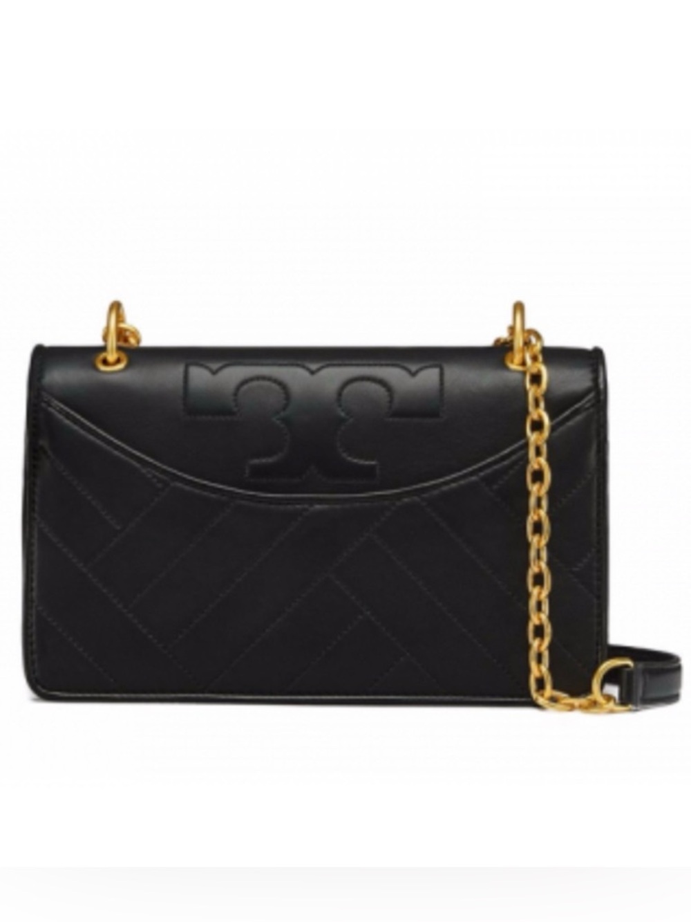 TORY BURCH 🖤ALEXA🖤 BLACK LEATHER CONVERTIBLE SHOULDER BAG 🌟EUC🌟